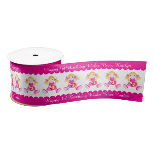 3rd birthday name dolly heart ribbon satin ribbon