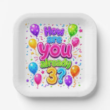 3rd Birthday Neon Balloons and Confetti