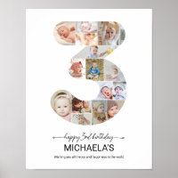 3rd Birthday Number 3 Photo Collage Custom Picture