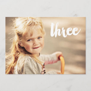 3rd Birthday Number Three Photo Overlay Invitation