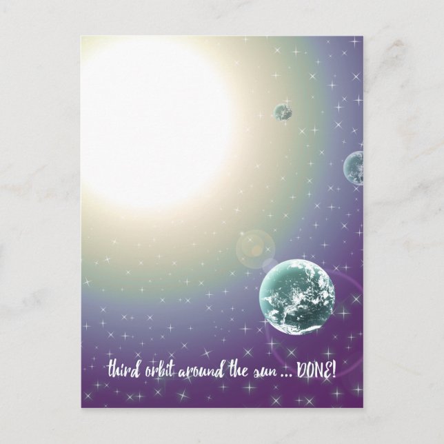 3rd Birthday Orbit Around the Sun Postcard (Front)