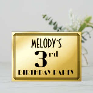 3rd Birthday Party: Art Deco Look “3” and Name