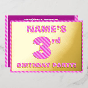 3rd Birthday Party — Bold, Fun, Pink Stripes # 3