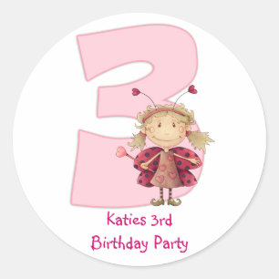 3rd birthday party customizable sticker - cute