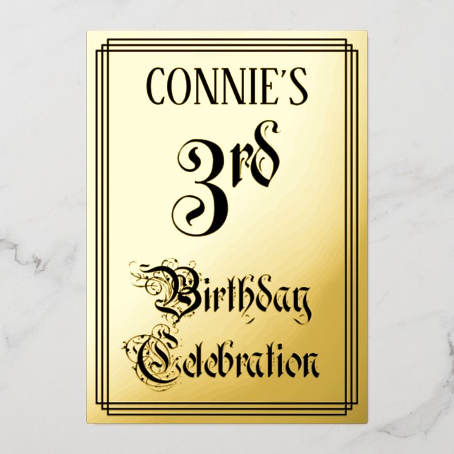 3rd Birthday Party — Elegant Script + Custom Name (Front)