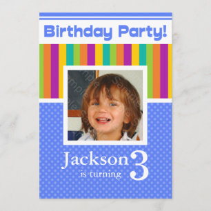 3rd Birthday Party Invitations Fun Neon Boy