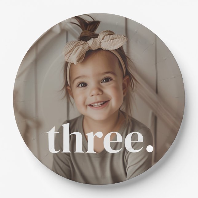 3rd Birthday Photo - three Paper Plate (Front)