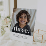 3rd Birthday Photo Welcome Sign<br><div class="desc">A modern 3rd Birthday Birthday Welcome Sign with space to add your own photo and the word 'three.' over the top. You can also change the 'three' to any other word, name or number if you prefer.</div>