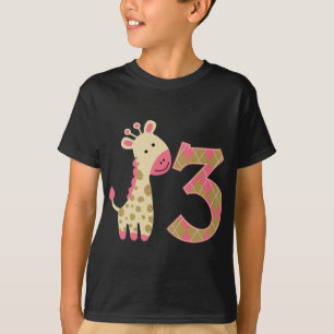 3rd Birthday Pink Giraffe T-Shirt