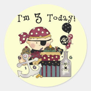 3rd Birthday Pirate Tshirts and Gifts Classic Round Sticker