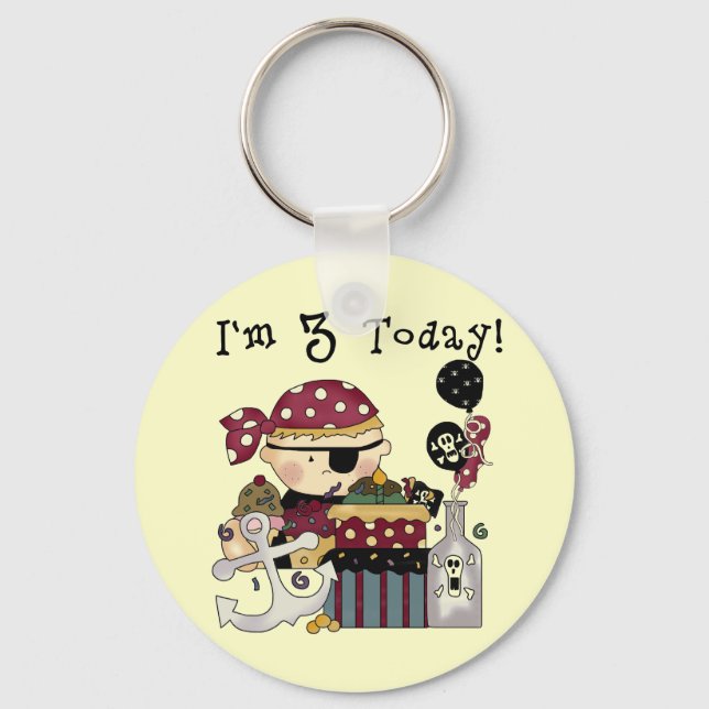 3rd Birthday Pirate Tshirts and Gifts Keychain (Front)
