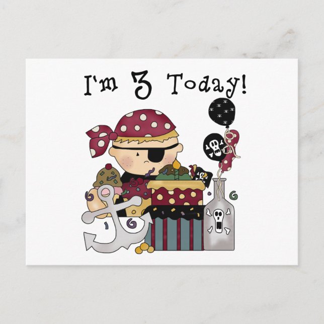 3rd Birthday Pirate Tshirts and Gifts Postcard (Front)