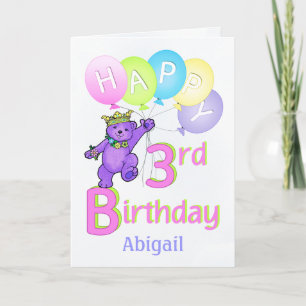 3rd Birthday Princess Bear, Custom Name Card