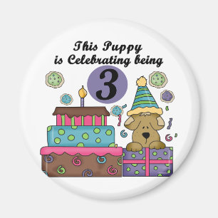 3rd Birthday Puppy T-shirts and Gifts Magnet
