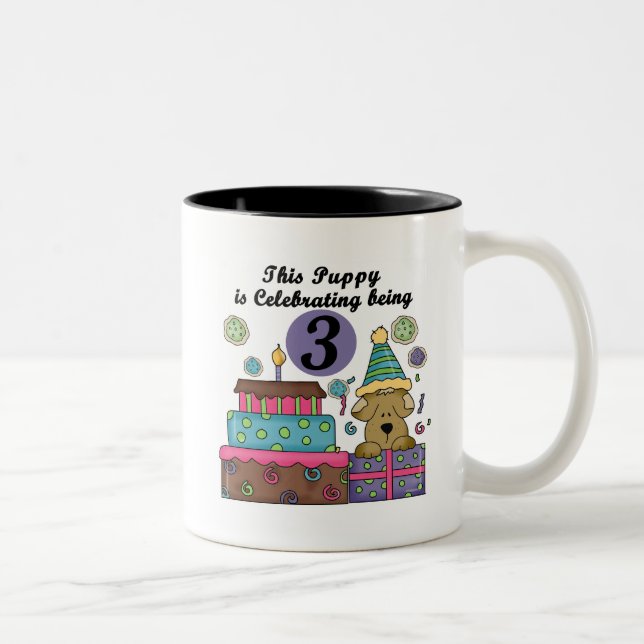 3rd Birthday Puppy T-shirts and Gifts Two-Tone Coffee Mug (Right)