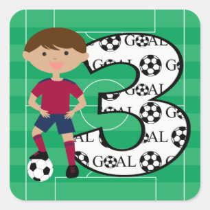 3rd Birthday Red and Blue Soccer Goal Stickers