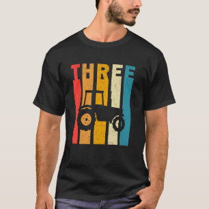 3rd Birthday Retro Farm Tractor Theme Farmer Boy 3 T-Shirt