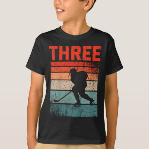 3rd Birthday Retro Ice Hockey 3 Years Old Boy Girl T-Shirt