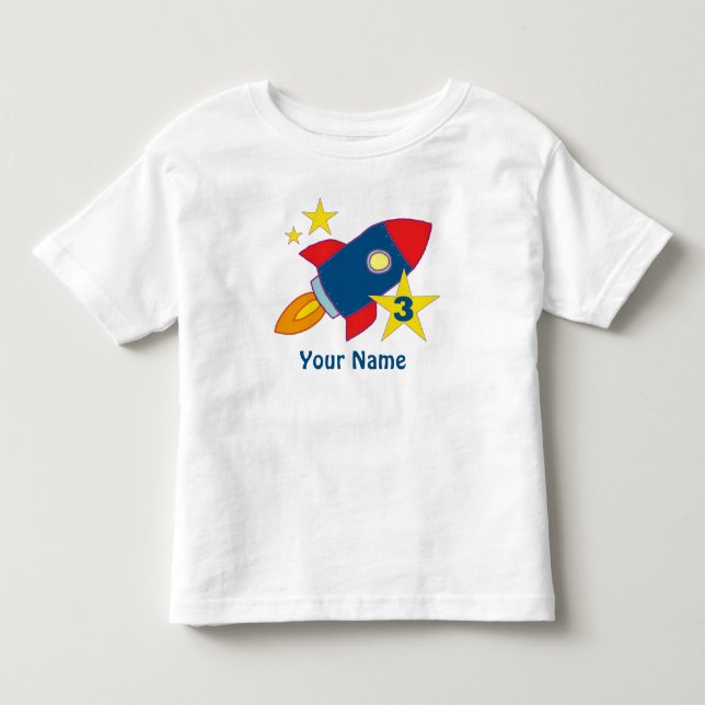 3rd Birthday Rocket Ship Personalized T-Shirt (Front)
