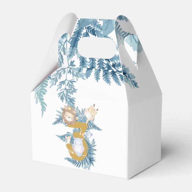 3rd Birthday Safari Animals Exotic Personalized Favor Box (Front Side)