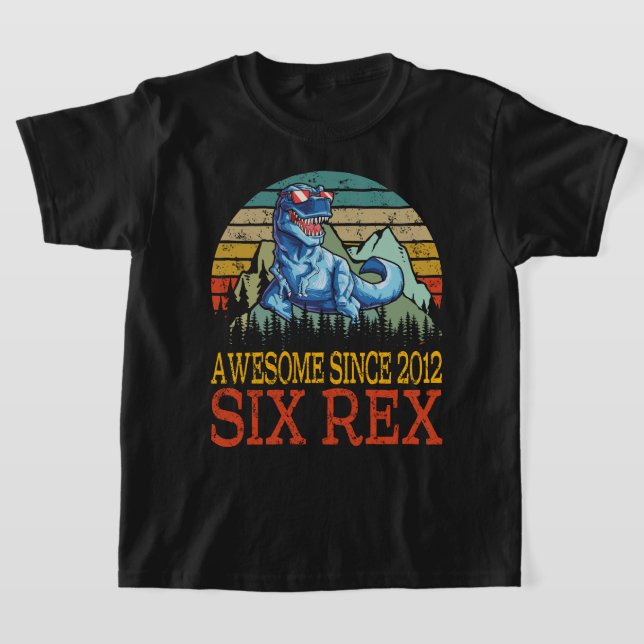 3rd Birthday SIX Rex Shirt third Dinosaur 6 Year O (Laydown)
