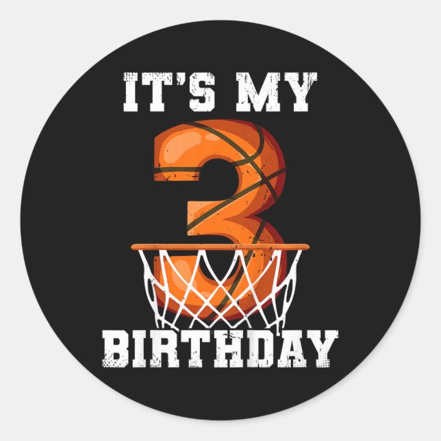 3rd Birthday Sketll  Classic Round Sticker (Front)