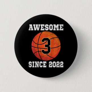 3rd Birthday Sketll Lover 3 Years Old Vintage Spor 2 Inch Round Button