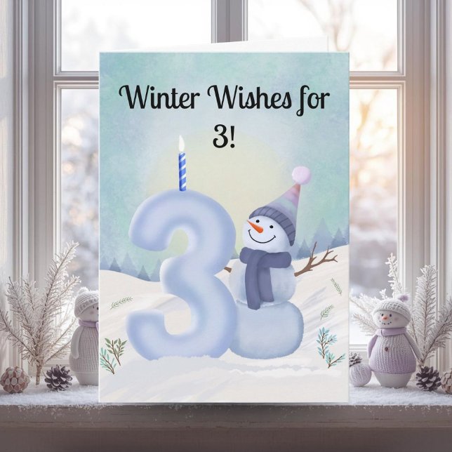  3rd Birthday Snowman with Snowy Three Card (Creator Uploaded)