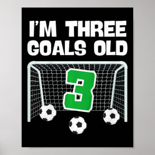 3rd Birthday Soccer Footll Player Boy 3 Years Old Poster
