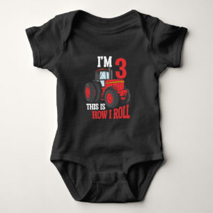 3rd Birthday Tractor loving Kid 3 Year Old Farmer Baby Bodysuit