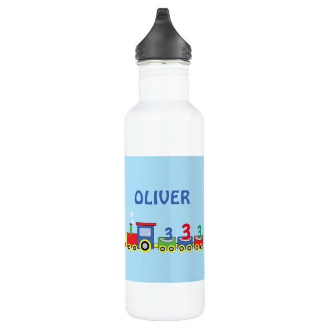 3rd Birthday Train Personalize Name 710 Ml Water Bottle (Right)