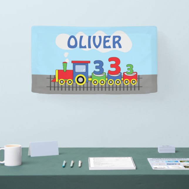 3rd Birthday Train Personalize Name Banner (Tradeshow)