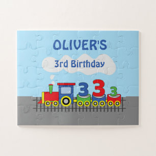 3rd Birthday Train Personalize Name Jigsaw Puzzle