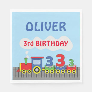 3rd Birthday Train Personalize Name Napkin