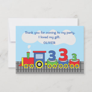 3rd Birthday Train Personalize Name Thank You Card