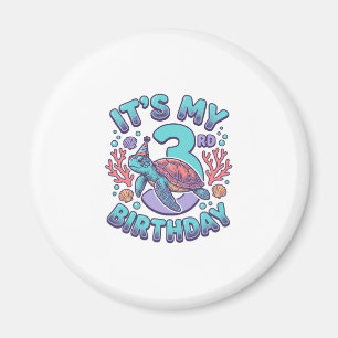 3rd Birthday Turtle Vintage Engraving Design_1 Magnet