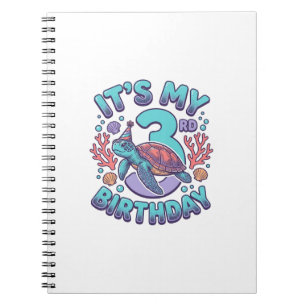 3rd Birthday Turtle Vintage Engraving Design_1 Notebook