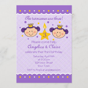 3rd Birthday Twincess Party Invitation