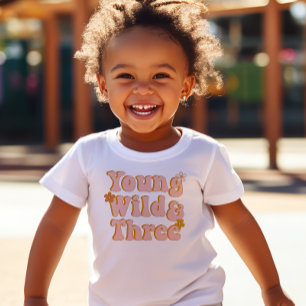3rd Birthday Young, Wild and Three Retro Toddler T-shirt