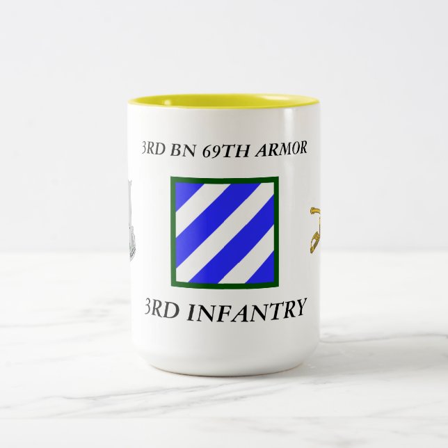 3RD BN 69TH ARMOR 3RD INFANTRY DIVISION Two-Tone COFFEE MUG (Center)