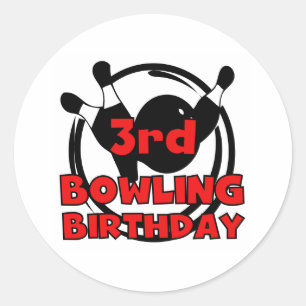 3rd Bowling Birthday Classic Round Sticker