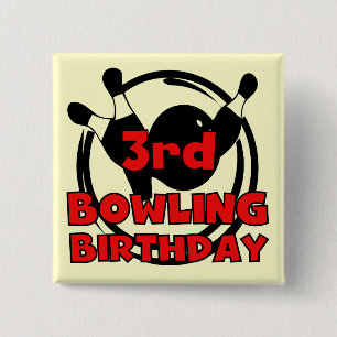3rd Bowling Birthday Tshirts and Gifts 2 Inch Square Button