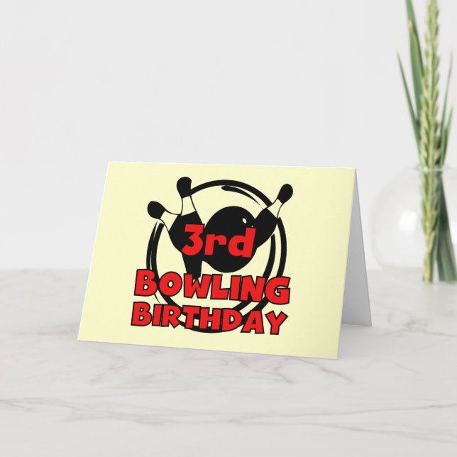 3rd Bowling Birthday Tshirts and Gifts Card (Front)