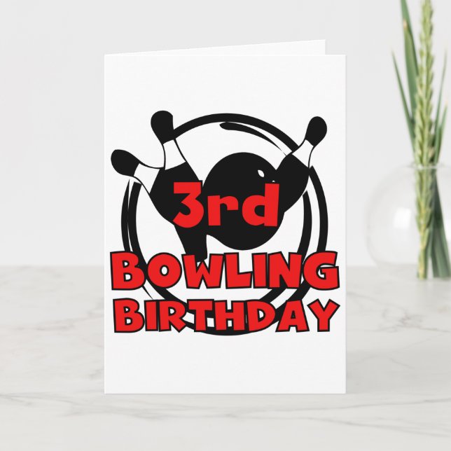 3rd Bowling Birthday Tshirts and Gifts Card (Front)