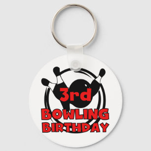 3rd Bowling Birthday Tshirts and Gifts Keychain