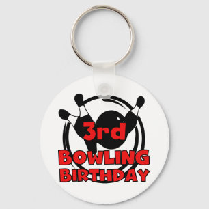 3rd Bowling Birthday Tshirts and Gifts Keychain