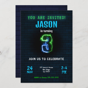 3rd Boy Birthday Invitation