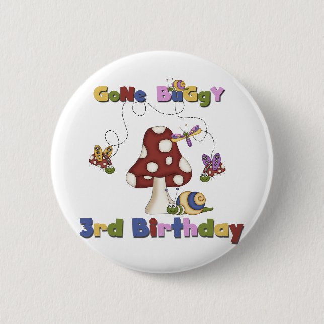 3rd Bug Birthday Tshirts and Gifts 2 Inch Round Button (Front)