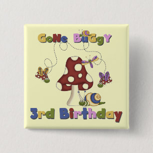3rd Bug Birthday Tshirts and Gifts 2 Inch Square Button