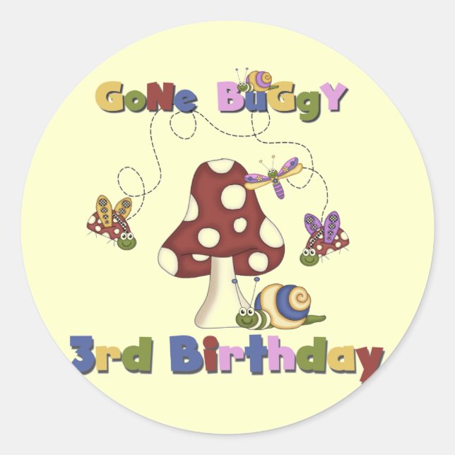 3rd Bug Birthday Tshirts and Gifts Classic Round Sticker (Front)